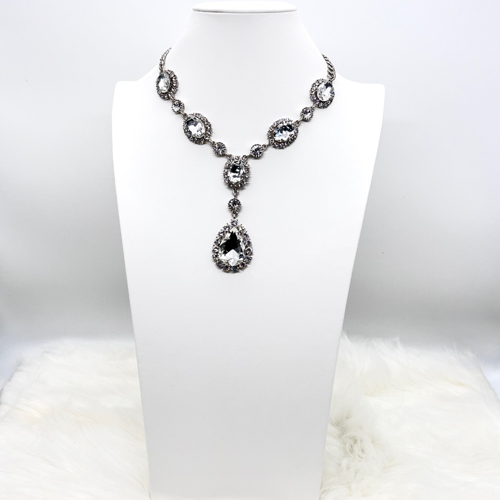 Clear Austrian Crystal Rhinestone Statement Neckl… - image 2